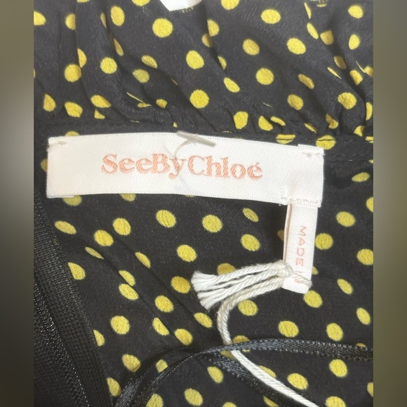 See by Chloe Polka Dot Halter Ruffle Midi Dress SZ 34 - Picture 5 of 8